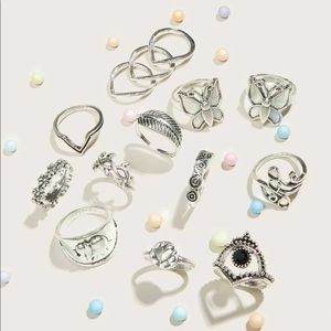 14 Piece Flower & Butterfly Ring Set
